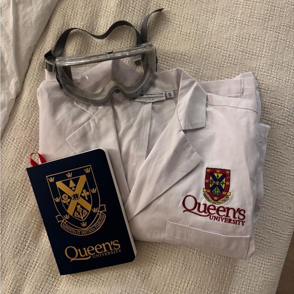 Queen's University Lab Coat with Goggles and New Notebook!